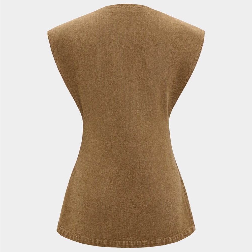 Chic Tan Vest with Buckle Accents - Picture 4 of 7